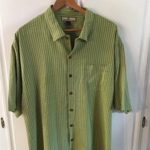 Tommy Bahama green silk plaid shirt men’s size XL. #P